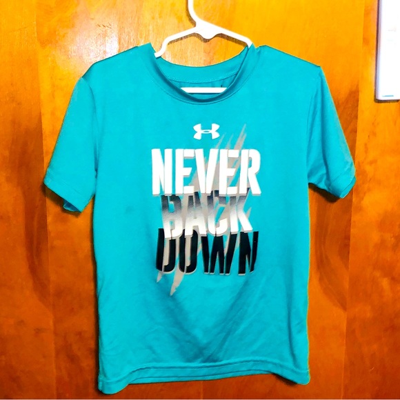 Teal blue, black and silver Kids Under Armour T-shirt - Picture 1 of 3
